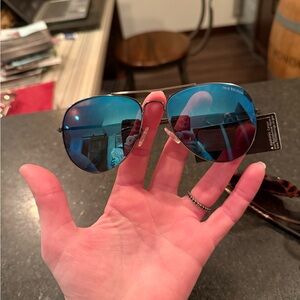 True Religion Reflective Blue Aviator Sunglasses